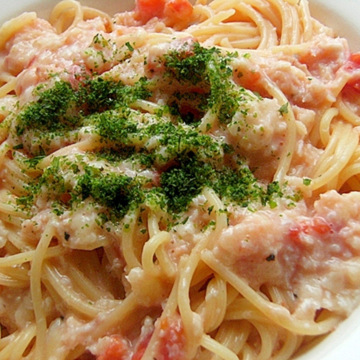 生クリーム不要 カニ缶でクリームパスタ トマト レシピ 作り方 By ジョン リーバス 楽天レシピ